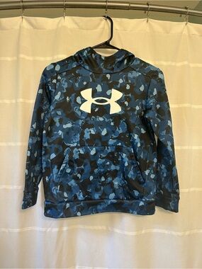 Under Armour Blue Camo Hoodie with White Logo